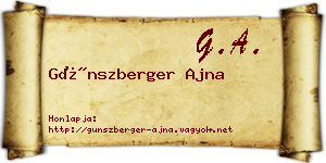 Günszberger Ajna névjegykártya